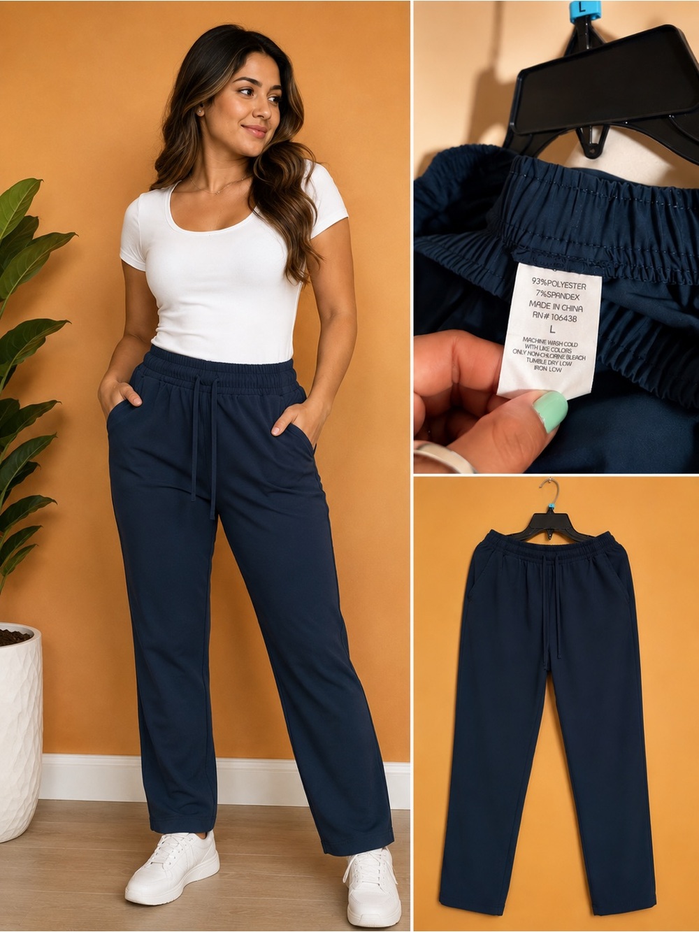 Women Scrub Straight-Leg Drawstring Pants in Caribbean Blue